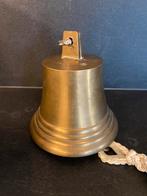 Grote messing scheepsbel met klepel en koord, Ophalen of Verzenden