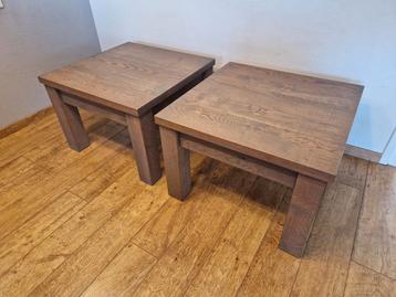 Eiken houten bijzettafel 2x (rustiek greywash salontafel)