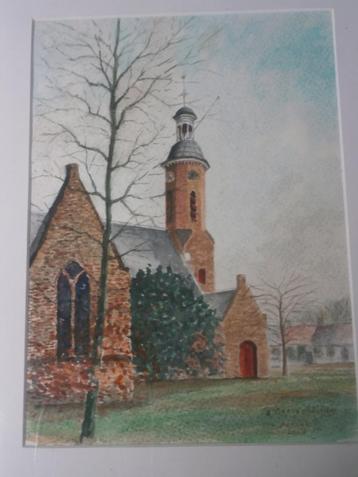 ,s Gravenpolder,ST.  Maartenskerk, gekl Aquarel v.d Herder beschikbaar voor biedingen