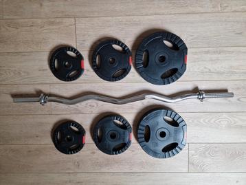 Curlstang 120 cm met gewichten beschikbaar voor biedingen