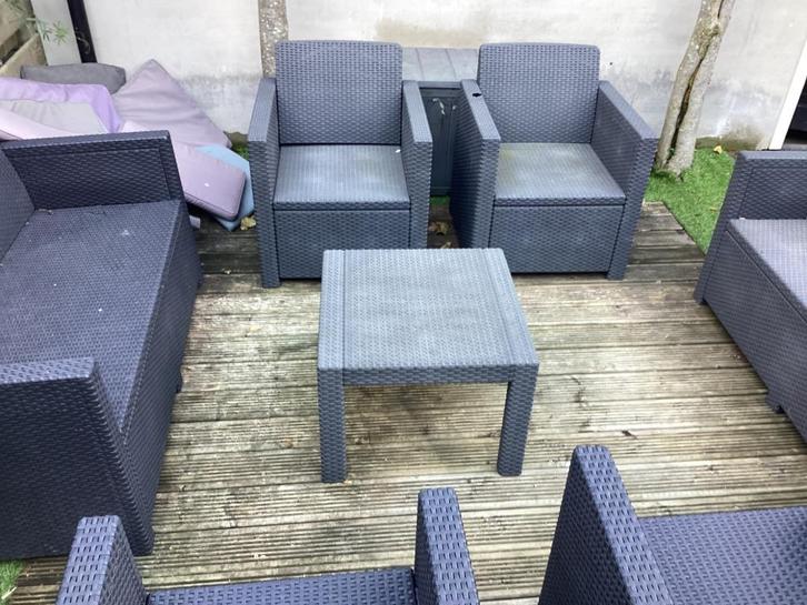 Allibert tuinset grijs/antraciet, Tuin en Terras, Tuinsets en Loungesets, Gebruikt, Kunststof, Bank, Ophalen