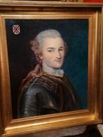 portrait edelheer in harnas Delahaye 1800 en olie op doek, Antiek en Kunst, Ophalen