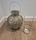 Lantaarn windlicht zilverkleurig, Huis en Inrichting, Woonaccessoires | Kandelaars en Kaarsen, Ophalen, Overige kleuren, Zo goed als nieuw