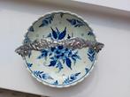 Antiek delfsblauw bonbon schaaltje met zilver keurmerken, Ophalen of Verzenden