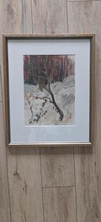 Schilderij met winterlandschap, 60x49 cm, Antiek en Kunst, Ophalen of Verzenden