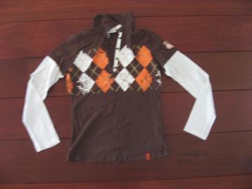 leuke bruine longsleeve/polo met kraag, argyleprint , mt S/M beschikbaar voor biedingen