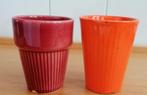 Vintage bekers keramiek 2 stuks € 1,50, Gebruikt, Keramiek, Overige typen, Ophalen of Verzenden