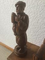 Houten Beeld Man met Bierpul Handgemaakt, Ophalen of Verzenden