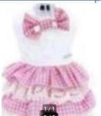 Jurkje met pipieta ruitje en broderiekant 30cm, Dieren en Toebehoren, Hondenkleding, Ophalen of Verzenden, Nieuw, Hondenjurk