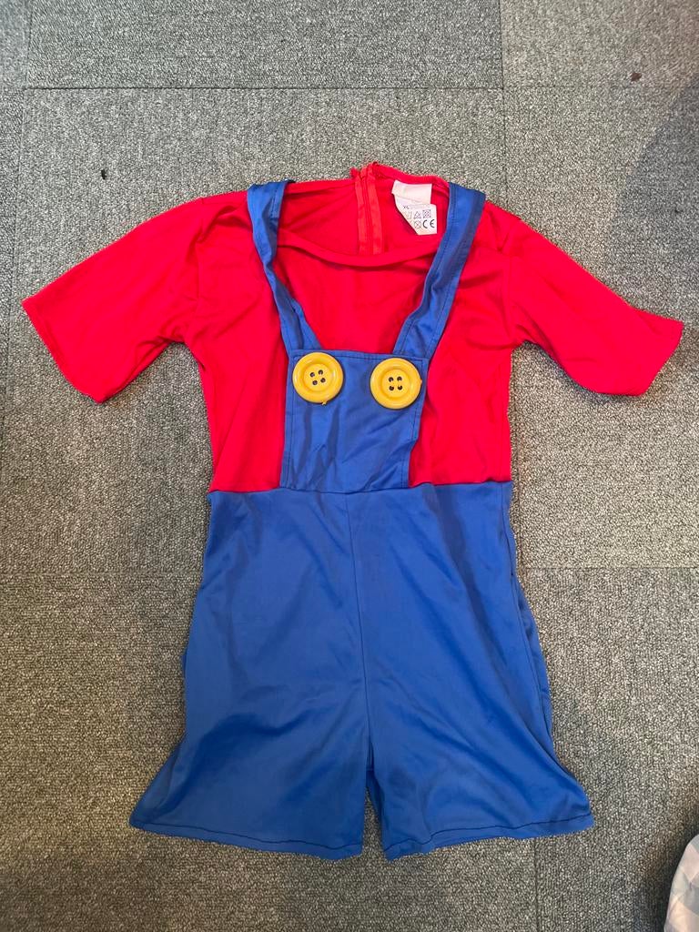 Mario Carnavalspak Maat 140, Kinderen en Baby's, Carnavalskleding en Verkleedspullen, Ophalen of Verzenden, Zo goed als nieuw