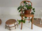 Vintage Houten Stoel met Webbing Zitting, Huis en Inrichting, Ophalen, Gebruikt, Bruin, Eén