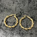 14 karaats gouden oorbellen gevlochten model, Ophalen of Verzenden, Nieuw, Goud