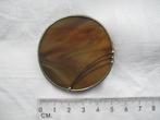 Unieke handgemaakte vintage retro broche glas in lood effect, Sieraden, Tassen en Uiterlijk, Overige materialen, 4 tot 7 cm, Bruin