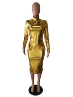 Gouden jurk / dames vrouwen goud cocktail jurkje bodycon, Kleding | Dames, Jurken, Verzenden, Nieuw, Overige kleuren, Knielengte