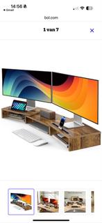 Monitorstandaard Hout - Zo goed als nieuw, Computers en Software, Laptopstandaarden, Ophalen, Zo goed als nieuw