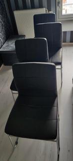 Eetkamerstoelen 4x HAMMEL zwart kunstleer/chroom, Huis en Inrichting, Ophalen, Gebruikt, Zwart, Vier