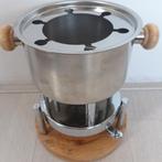 Zilverkleurig vintage fonduestel 6 persoons op spiritus zgan, Ophalen of Verzenden, Zo goed als nieuw, Brander, Fondueset