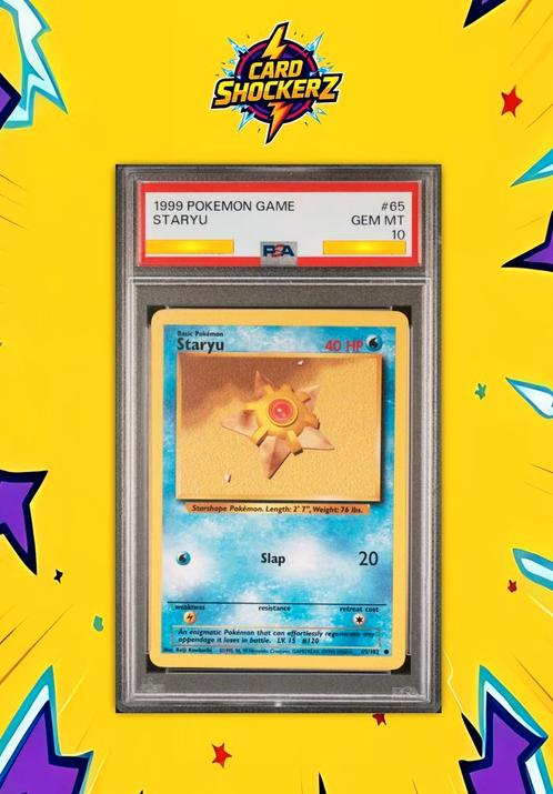🟣 PSA 10 Staryu #65 Pokémon Base Set 1999 🟣, Hobby en Vrije tijd, Verzamelkaartspellen | Pokémon, Nieuw, Losse kaart, Ophalen of Verzenden