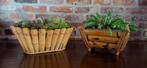 Vintage bamboe plantenbakje - retro rotan bloempot, Ophalen of Verzenden
