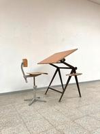 Vintage design Friso Kramer/Wim Rietveld tekentafel + stoel, Doe-het-zelf en Verbouw, Tekentafels, Ophalen, Gebruikt, Minder dan 130 cm