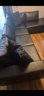 Mooie zwarte leren bankstel, Huis en Inrichting, Banken | Bankstellen, 250 tot 300 cm, Gebruikt, Hoekbank, 75 tot 100 cm