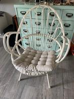 Vintage retro Rohe Noordwolde stoel rotan fauteuil boho wit, Huis en Inrichting, Stoelen, Riet of Rotan, Gebruikt, Wit, Ophalen of Verzenden