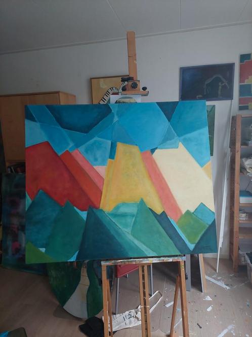 Schilderij 'Bergtoppen Oostenrijk', Antiek en Kunst, Kunst | Schilderijen | Abstract, Ophalen
