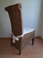 Rieten stoelen met kussen, 4 stuks., Ophalen, Riet of Rotan, Bruin, Zo goed als nieuw