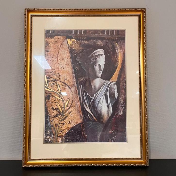 Klassiek vrouwenportret met gouden lijst – 68x88 cm, Antiek en Kunst, Kunst | Schilderijen | Klassiek, Ophalen