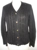 TURNOVER vest zwart mohair wol met pailletten maat L, Zwart, Maat 42/44 (L), Zo goed als nieuw, Turnover