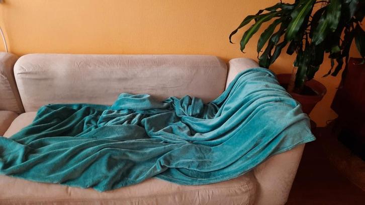 Ikea SPREI BEDSPREI TRATTVIVA 230x250 DEKEN grijsblauw, Huis en Inrichting, Woonaccessoires | Plaids en Woondekens, Zo goed als nieuw