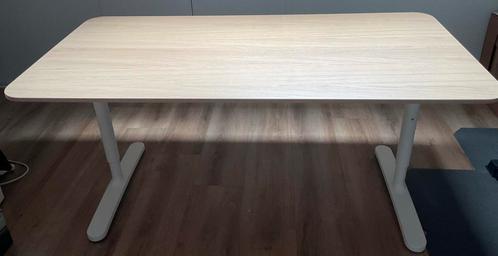 Ikea Bekant 80 x 160 wit eiken, Huis en Inrichting, Bureaus, Zo goed als nieuw, Bureau, In hoogte verstelbaar, Ophalen
