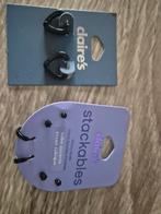 Claire's oorbellen nieuw 4 paar zwart micro studs, Overige materialen, Zwart, Nieuw, Ophalen of Verzenden