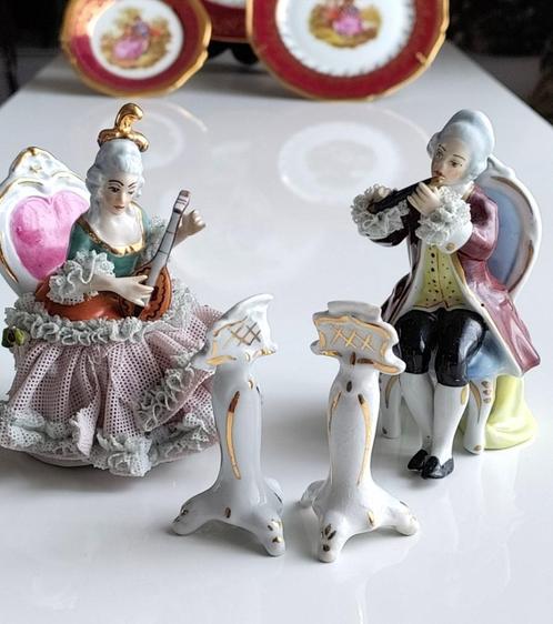 ORIGINEEL DRESDEN KANTPORSELEINEN MINIATUURBEELDJES, Verzamelen, Beelden en Beeldjes, Gebruikt, Mens, Ophalen of Verzenden