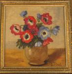 Olieverfschilderij bloemstilleven Anemonen J. Staal, Antiek en Kunst, Ophalen of Verzenden