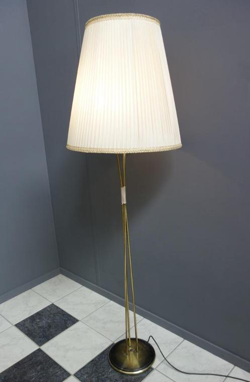 50 60 jaren vloer LAMP grote ronde stoffen kap 3 stangen, Huis en Inrichting, Lampen | Vloerlampen, Gebruikt, 150 tot 200 cm, Metaal