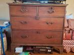 Antieke houten ladekast met marmeren blad, Gebruikt, 100 tot 150 cm, 50 tot 100 cm, 3 of 4 laden