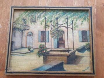 Olieverf Casmir Roelandt (1928 - 1991) binnenplaats huis beschikbaar voor biedingen