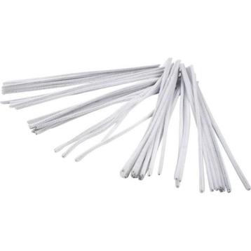 Deco chenille draad wit 50 stuks dikte 6 mm lengte 30 cm beschikbaar voor biedingen