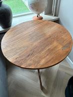 Teak houten bijzettafel - Ø70cm, hoogte 75cm wijntafel, Ophalen, Gebruikt, Rond, Landelijk