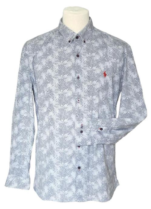 Ralph Lauren grafic print overhemd, shirt, Mt. XL, Kleding | Heren, Overhemden, Zo goed als nieuw, Halswijdte 43/44 (XL), Blauw