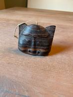 Houten Bel Kat - Bali Handgesneden Beeldje Kattenkop Bel, Antiek en Kunst, Kunst | Beelden en Houtsnijwerken, Ophalen of Verzenden