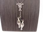 Zilveren jasseron collier met breipendoppen             Z220, Sieraden, Tassen en Uiterlijk, Kettingen, Gebruikt, ., Ophalen of Verzenden