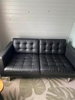 Landskrona leren bank zwart ikea, Huis en Inrichting, Banken | Bankstellen, Ophalen, Gebruikt, 150 tot 200 cm, Tweepersoons