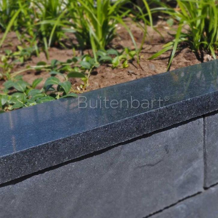 Vijverrand Basalt 100x15x3cm | OP = OP, Tuin en Terras, Tegels en Klinkers, Nieuw, Overige typen, Natuursteen, Ophalen of Verzenden