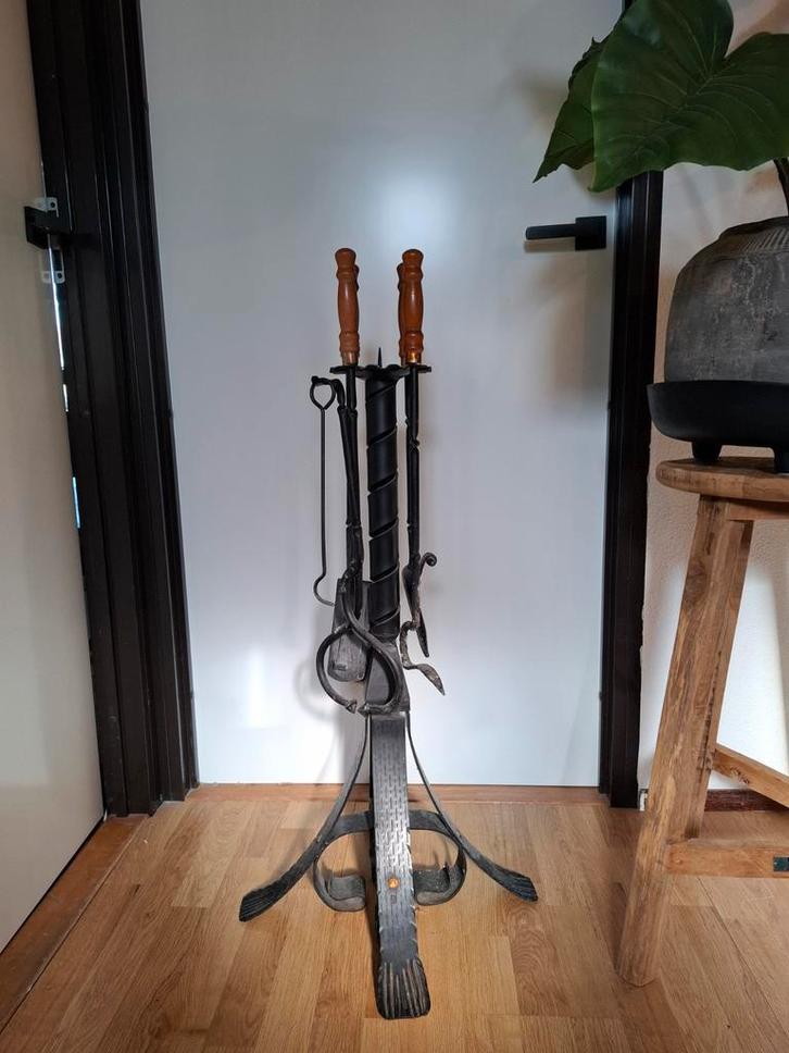 Haardstel met kandelaar, Huis en Inrichting, Haarden, Gebruikt, Overige soorten, Ophalen of Verzenden