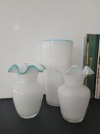Vazen set swirl melk glas  murano, Minder dan 50 cm, Glas, Blauw, Ophalen of Verzenden