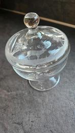 Bonbonnière van kristal met gegraveerde edelherten, Antiek en Kunst, Antiek | Glas en Kristal, Ophalen