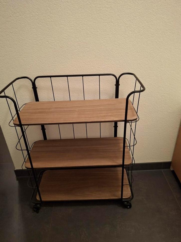 Bakkers trolley met 3 houten planken, Huis en Inrichting, Woonaccessoires | Kapstokken, Zo goed als nieuw, Overige typen, Minder dan 100 cm