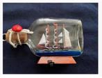 Brocante piraten Zeilschip in glazen fles, 14 x 8 cm, Antiek en Kunst, Ophalen of Verzenden